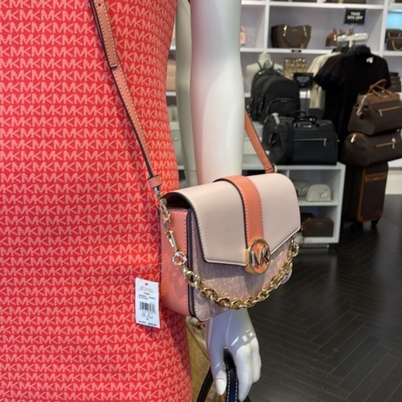 Michael Kors Carmen Small Monogram Flap Crossbody Sherbert Color - Picture 4 of 16